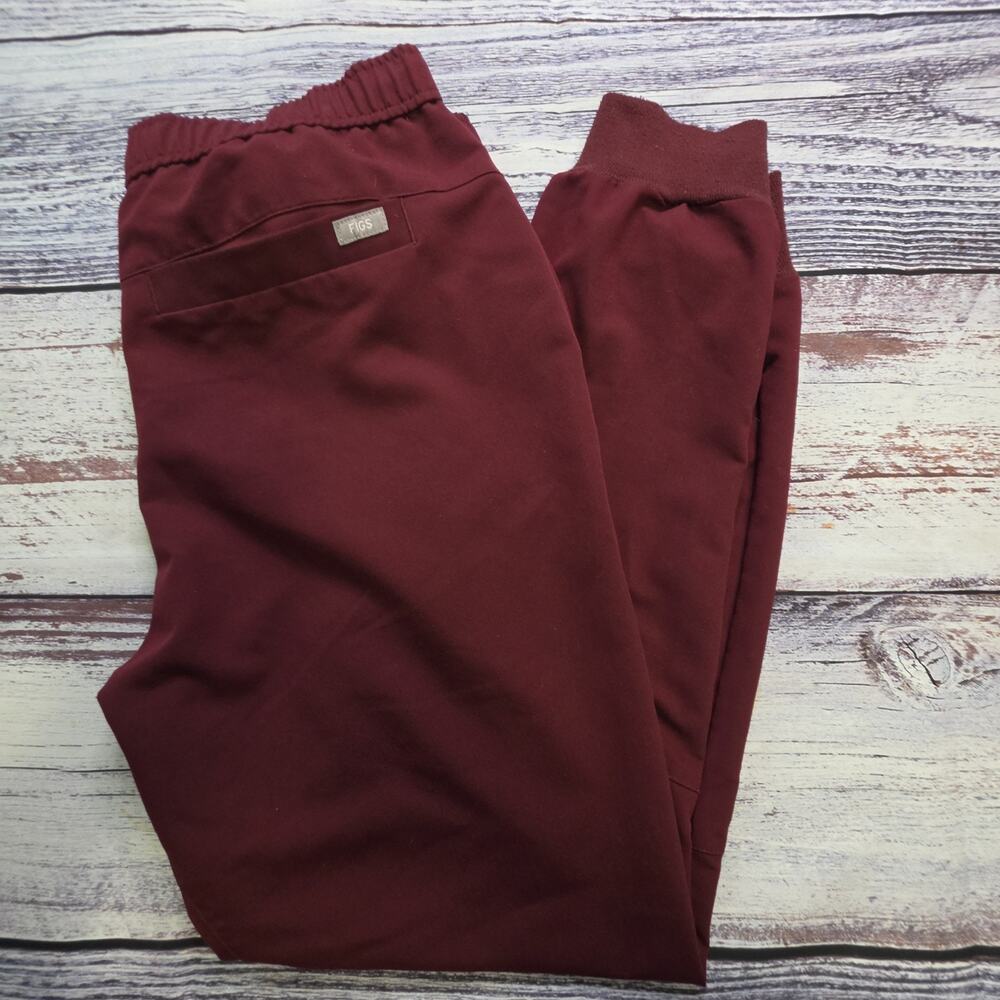 Figs Women's Jogger Scrub Pants Technical Collection Medical Burgandy Size L